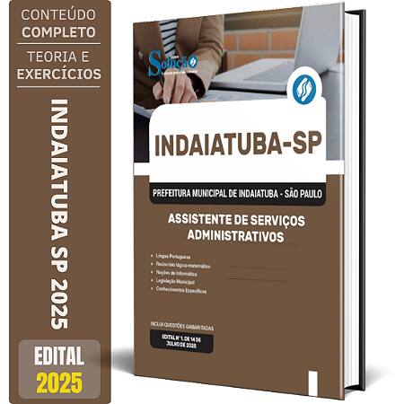Apostila Prefeitura de Indaiatuba SP 2025 - Assistente de Serviços Administrativos
