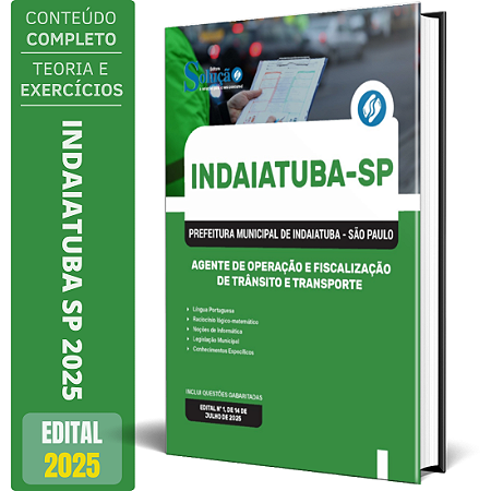 Apostila Prefeitura de Indaiatuba SP 2025 - Agente de Operação e Fiscalização de Trânsito e Transporte