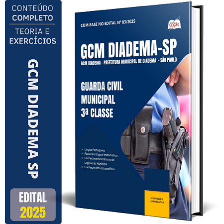 Apostila Prefeitura de Diadema SP 2025 - Guarda Civil Municipal 3ª Classe