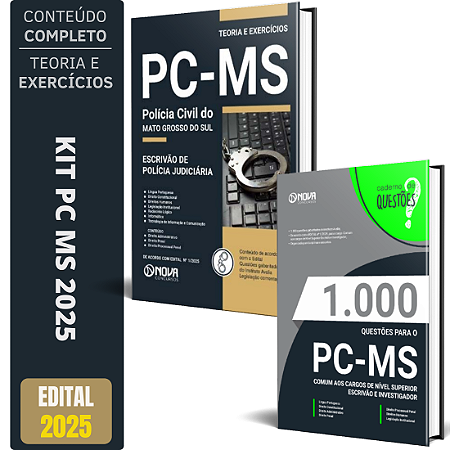 Kit Apostila PC MS 2025 - Escrivão de Polícia + Testes