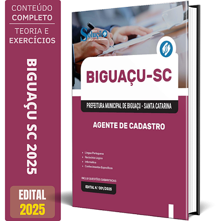 Apostila Prefeitura de Biguaçu SC 2025 - Agente de Cadastro