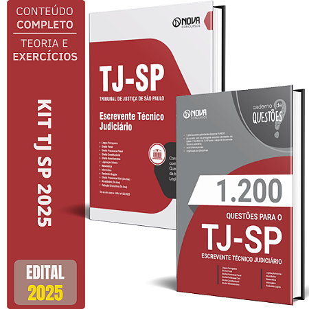 Kit Apostila TJ SP 2025 - Escrevente Técnico Judiciário + 1200 Questões