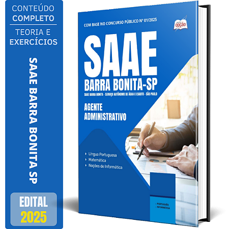 Apostila SAAE Barra Bonita 2025 - Agente Administrativo