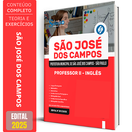 Apostila Prefeitura de São José dos Campos SP 2025 - Professor II - Inglês
