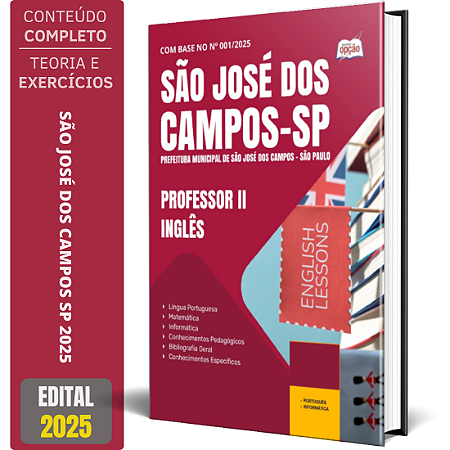 Apostila Prefeitura de São José dos Campos SP 2025 - Professor II - Inglês