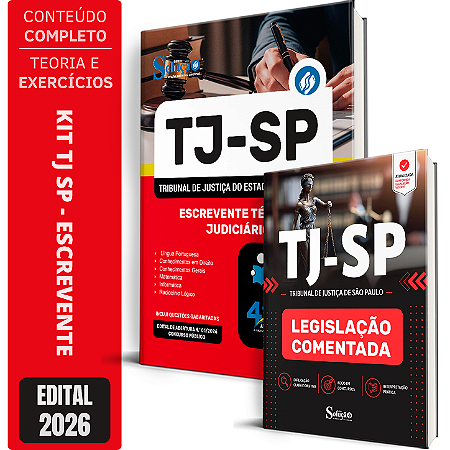 Kit Apostila Concurso TJ SP 2026 - Escrevente + Legislação Comentada