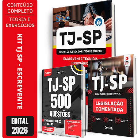 Kit Apostila TJ SP 2026 - Escrevente + Legislação Comentada + Questões