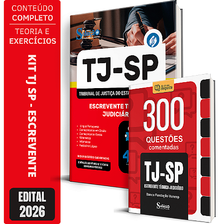 Kit Apostila TJ SP 2026 - Escrevente + Questões Comentadas