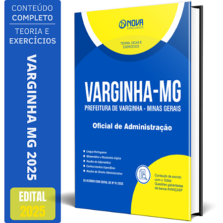 Apostila Prefeitura de Varginha MG 2025 - Oficial de Administração