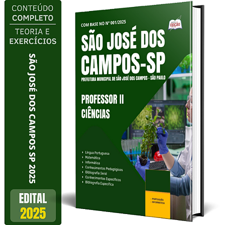 Apostila Prefeitura de São José dos Campos SP 2025 - Professor II - Ciências