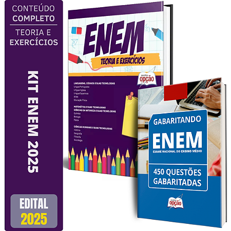 Kit Apostila Vestibular ENEM 2025 + Caderno de Testes