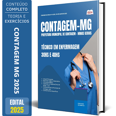 Apostila Prefeitura de Contagem MG 2025 - Técnico em Enfermagem - 30hs e 40hs