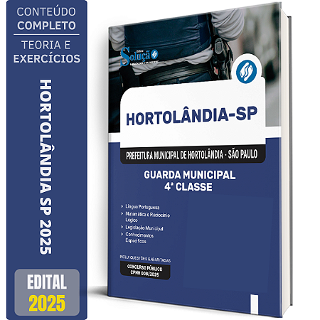 Apostila Prefeitura de Hortolândia SP 2025 - Guarda Municipal - 4ª Classe