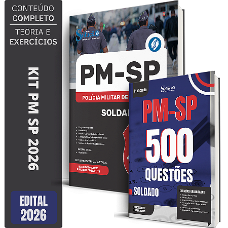 Kit Apostila PM SP 2026 Soldado + Livro 500 Questões Gabaritadas