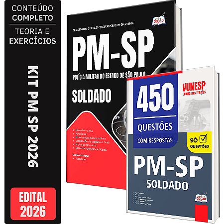 Kit Apostila PM SP 2026 Soldado + Livro 450 Questões