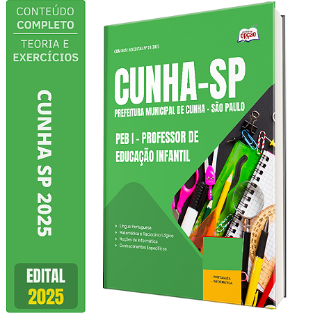 Apostila Prefeitura Cunha-SP 2025 - PEB I - Professor de Educação Infantil