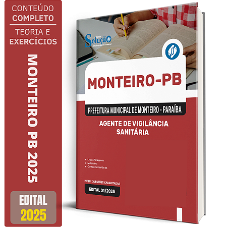 Apostila Prefeitura de Monteiro PB 2025 - Agente de Vigilância Sanitária