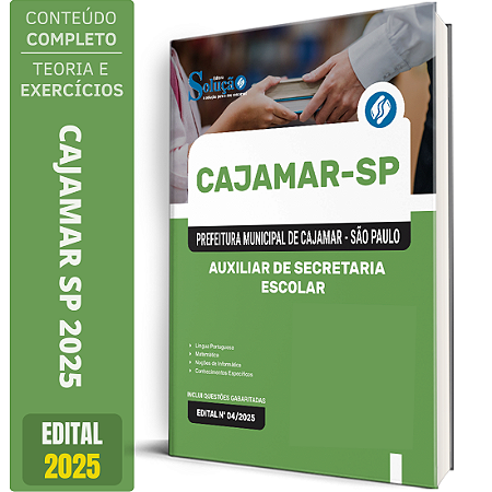 Apostila Prefeitura de Cajamar SP 2025 - Auxiliar de Secretaria Escolar