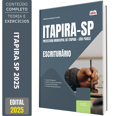 Apostila Prefeitura de Itapira SP 2025 - Escriturário