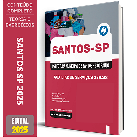 Apostila Prefeitura de Santos SP 2025 - Auxiliar de Serviços Gerais