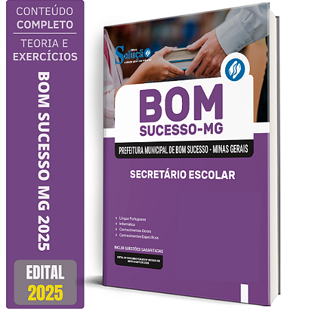 Apostila Prefeitura de Bom Sucesso MG 2025 - Secretário Escolar