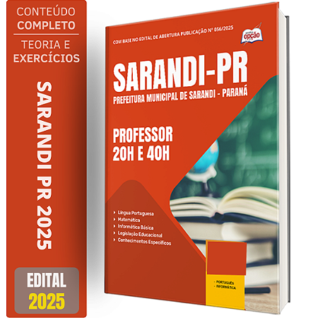 Apostila Prefeitura de Sarandi PR 2025 - Professor 20h e 40h