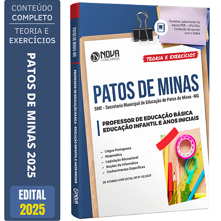 Apostila SME Patos de Minas-MG 2025 - PEB: Educação Infantil e Anos Iniciais do Ensino Fundamental