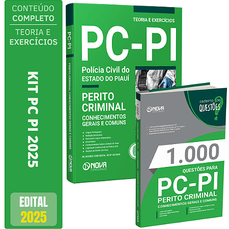 Kit Apostila PC PI 2025 - Perito Oficial Criminal + Testes