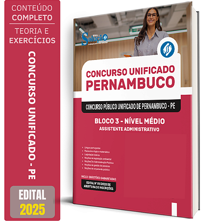 Apostila Concurso Unificado Pernambuco 2025 - Bloco 3 - Nível Médio - Assistente Administrativo