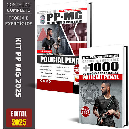 Kit Apostila Concurso Polícia Penal Mg 2025 - Policial Penal + Testes
