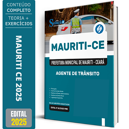 Apostila Prefeitura de Mauriti CE 2025 - Agente de Trânsito