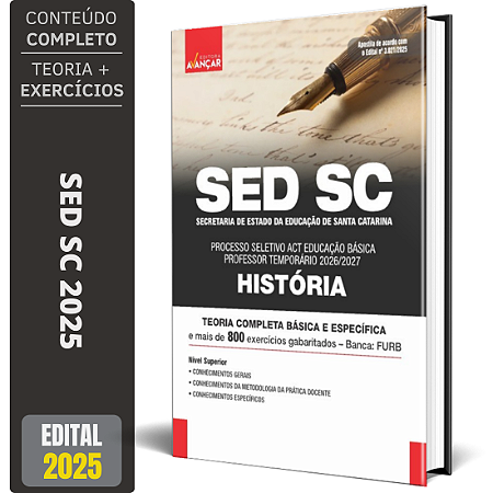 Apostila SED SC 2025 - Professor Temporário - História