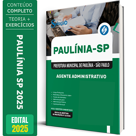 Apostila Prefeitura de Paulínia SP 2025 - Agente Administrativo