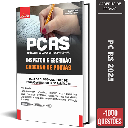 Caderno De Provas Concurso Pc Rs 2025 - Escrivão E Inspetor