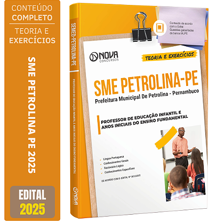 Apostila Prefeitura de Petrolina PE 2025 - Professor de Educação Infantil e Anos Iniciais do Ensino Fundamental