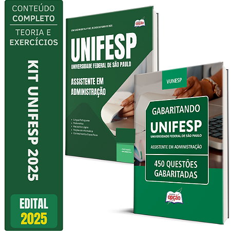 Kit Apostila Unifesp 2025 - Assistente Em Administração + Testes