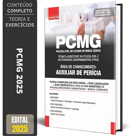 Apostila PC MG 2025 - Técnico Assistente - Auxiliar Perícia