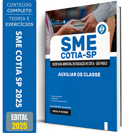 Apostila Prefeitura de Cotia SP 2025 - Auxiliar de Classe
