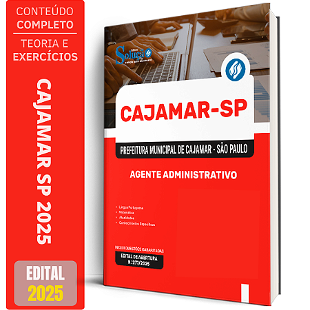 Apostila Prefeitura Cajamar SP 2025 - Agente Administrativo