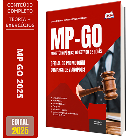 Apostila MP GO 2025 - Oficial de Promotoria (Comarca de Vianópolis)