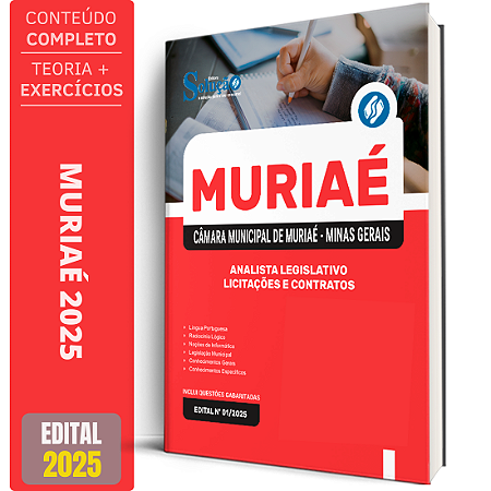 Apostila Câmara de Muriaé MG 2025 - Analista Legislativo – Licitações e Contratos