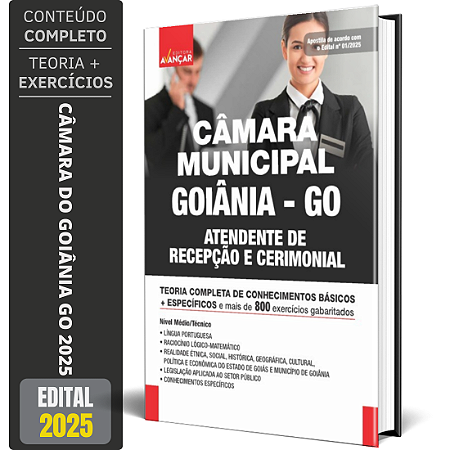 Apostila Câmara Goiânia 2025 - Atendente De Recepção E Cerimonial