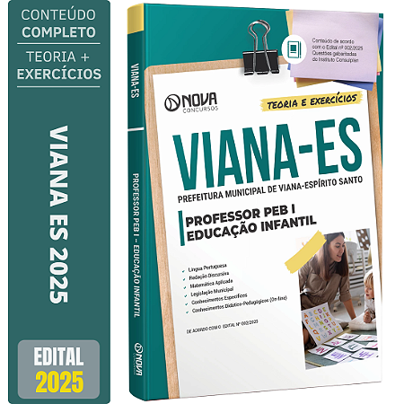 Apostila Prefeitura de Viana ES 2025 - Professor de Educação Básica I - Educação Infantil (PEB I)
