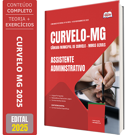 Apostila Câmara de Curvelo MG 2025 - Assistente Administrativo