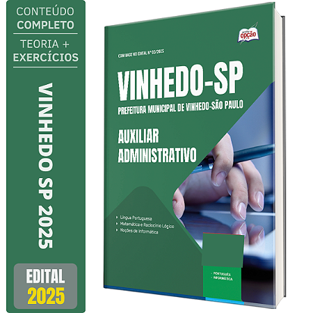 Apostila Prefeitura de Vinhedo SP 2025 - Auxiliar Administrativo