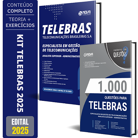 Kit Apostila Telebrás 2025 - Analista - Administrativo + Questões