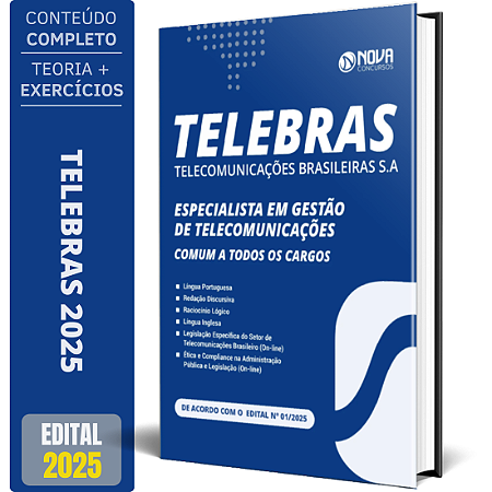 Apostila Telebrás 2025 - Especialista em Gestão em Telecomunicações - Comum aos Cargos
