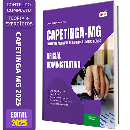 Apostila Prefeitura de Capetinga MG 2025 - Oficial Administrativo