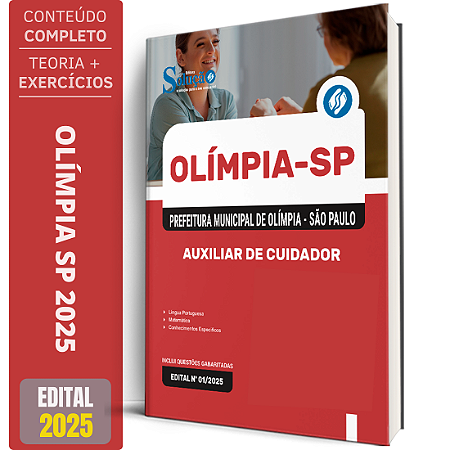 Apostila Prefeitura de Olímpia SP 2025 - Auxiliar de Cuidador