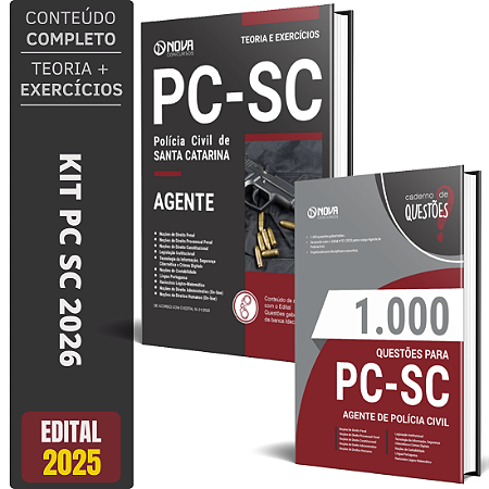 Kit Apostila PC SC 2026 - Agente De Polícia Civil + Testes